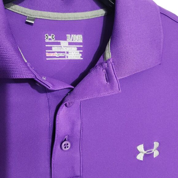 Under Armour Men's XL Polo Shirt Heat Gear Loose Fit Golf Collared Shirt Purple - Picture 1 of 6